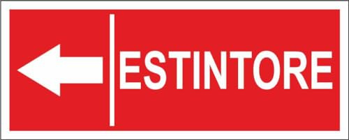 M-ITALY CARTELLO SEGNALETICO UNI - DIREZIONE ESTINTORE FRECCIA PERSONALIZZATA - Adesivo Extra Resistente, Pannello in Forex, Pannello In Alluminio (30x12, Alluminio)