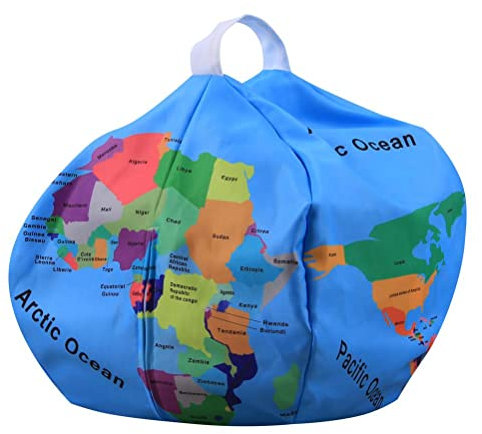 shenruifa Aufbewahrungs-Sitzsack-Stuhl, 26-Zoll-Sitzsackbezug mit Reißverschluss, Große Weltkarte, Volleyball, Schwarz, 8, Bedruckter Sack Kinder, Plüschtiere, Spielen (LY-006