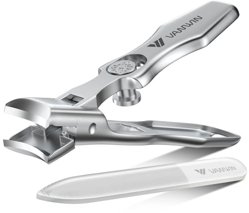 German Nail Clippers for Men Thick Nails, VANWIN Toenail Clippers for Seniors Large Wide Jaw Opening, Heavy Duty No Splash Fingernail Clipper with Safety Lock Nail Clippers with Catcher for Women