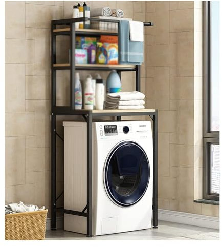 RCJCQSR Waschmaschinenschrank Waschmaschinenregal Mit 3 Ablagen Waschmaschine überbau Regal Toilettenregal Badezimmer Aufbewahrungsregal Platzsparer Badregal