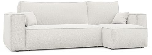 Ecksofa mit Schlaffunktion und Bettkasten 244 x 145 cm Beige | 244 x 145 cm, Hoher Sitzkomfort, Flexible Ottomane, Wohnen und Schlafen, Integrierter Bettkasten