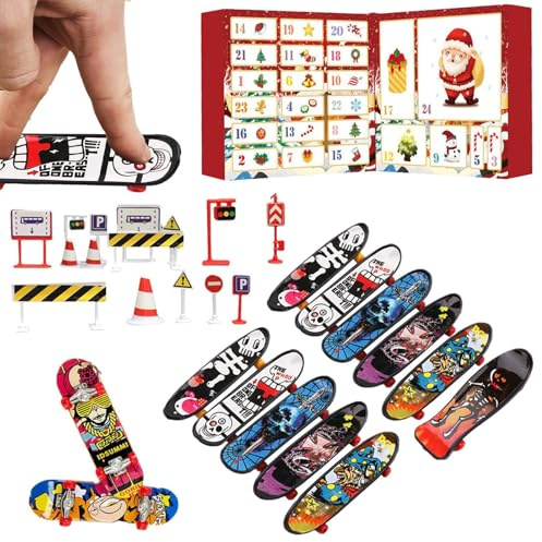 Finger Skateboards Advent Calendar 2024, Finger Skateboards Fidget Toy Advent Calendar, Christmas Advent Calendar 2024 Kids, 24 Days Christmas Countdown Calendar
