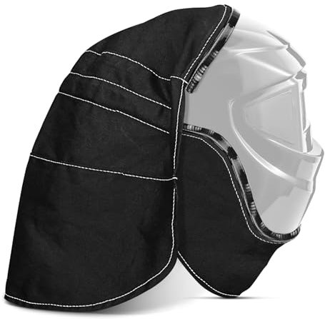 Welding Helmet Cover Set, Welding Helmet Bib Cover, Wrap-Around Helmet Back Cover, Helmet Extended Cover with Press Fit Seal, Welding Neck Protection for Most Welding Helmet Cover (Black)