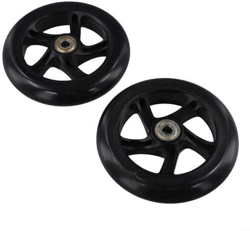 Scooter-Räder, 125 mm – 200 mm, mit Kugellagern für Roller, Rollschuhe, Trolleys, Mittellochdurchmesser 8 mm (125 mm x 24 mm, schwarz), 2 Stück