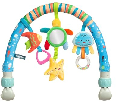 Sensillo - Bogen Kinderwagen Spielzeug, Spielbogen, Kinderwagenkette Spielzeug Hängespielzeug Babyschale Kinderbett, Spielzeug für Babys & Kleinkinder ab Geburt - Ozean
