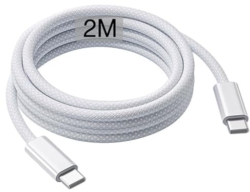 2m IPhone Ladekabel USB C auf USB C Kabel Lang Schnellladekabel für IPhone 17 Air/16 Pro Max/15 Plus/17e/16e,iPad Pro 10/11th,Google Pixel 9, Samsung Galaxy S23,Langes Handyladekabel Datenkabel Type C