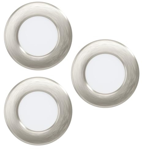 EGLO connect.z Smart-Home 3er-Set LED Bad-Einbaustrahler Fueva 6-Z, Ø 8 | 8 cm, ZigBee, App und Sprachsteuerung Alexa, warmweiß-kaltweiß, dimmbar, 3 Einbauspots silber, IP44