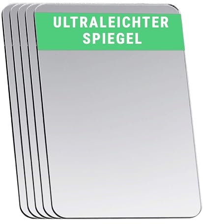 Falkenhorn Lot de 5 miroirs à main - Double face ultra plats en acrylique de forme rectangulaire - Idéal pour les travaux manuels, les enfants, le bricolage, le portefeuille, les cosmétiques et les