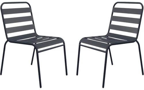2er-Set stapelbare Gartenstühle aus Metall 'Bilbao' – Grau