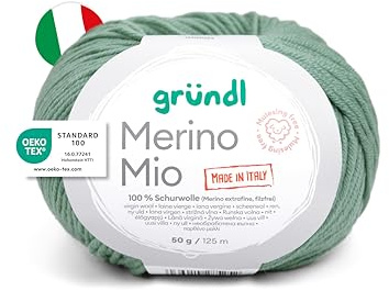 Gründl Wolle Merino Mio Merinowolle 1 Knäuel, salbei | weiche Merinowolle zum Stricken und Häkeln - Kuschelig und hautfreundlich - 100 % Schurwolle (Merino extrafein) - 1 Knäuel