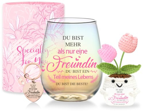 Arefen Geschenke für Frauen Freundin Weingläser Personalisierte Beste Freundin Geschenk Geburtstagsgeschenk für Frauen Adventskalender für Frau Freundschaft Freundinnen Geschenk Gin Gläser