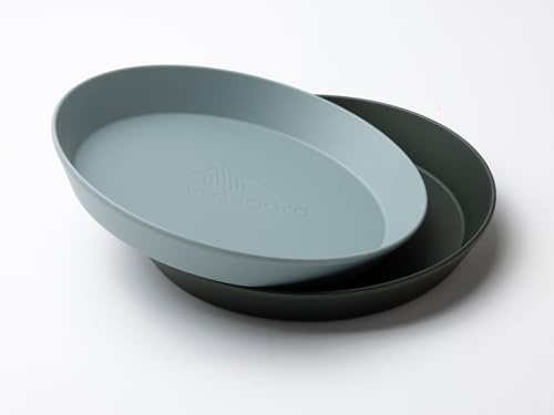 Kindsgard PLA Kinderteller 2er-Set – BPA-frei, biologisch abbaubar, spülmaschinenfest & mikrowellengeeignet, robustes Kindergeschirr für Babys & Kleinkinder (Oliv & Mint)