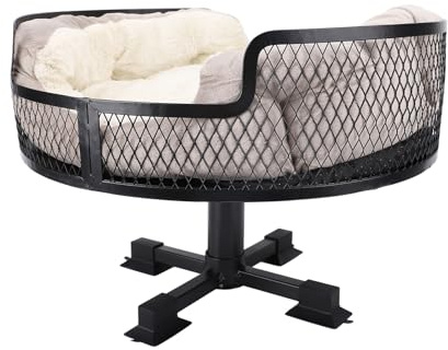 Fabater Elegante Cama para Mascotas con Escritorio Elevado de Acero Inoxidable para Estudio en el Hogar, Oficina, Escritorio Redondo, Cama para Gatos, Cómodo Lugar de Descanso para Gatos y Perros, 1