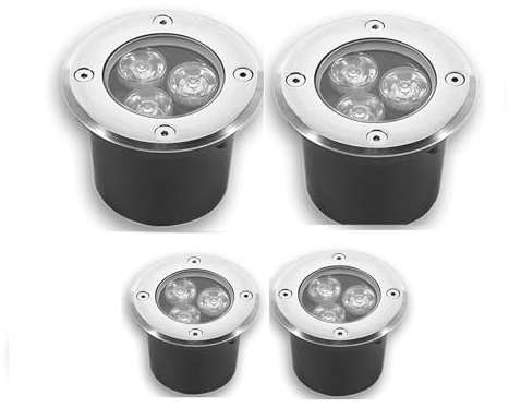 4PCS Outdoor Recessed Underground Light - LED Floor Lamp, IP66 Waterproof Recessed LED Spotlight, Low Landscape Lights, Round Outdoor Buried Lights, For Garden, Driveway, Step (Blanc