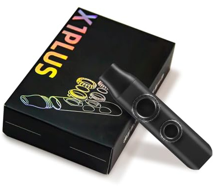 Abaodam Kazoo Zweiloch Musikinstrument mit Runden Ersatzmembranen Schwarzes Kazoo mit Trageschlaufe für Kinder und Erwachsene Einfaches Begleitinstrument ohne Notenkenntnisse