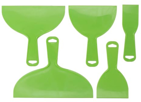 EMUKOEP Set di 5 spatole flessibili in plastica per stucco, verde, utensili multiuso per pittura, intonacatura, riempimento