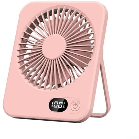 Ventilador de mano plegable F10, ventilador de escritorio portátil ultrafino, recargable por USB, ventilador de refrigeración silencioso con batería de larga duración compacto (rosa)
