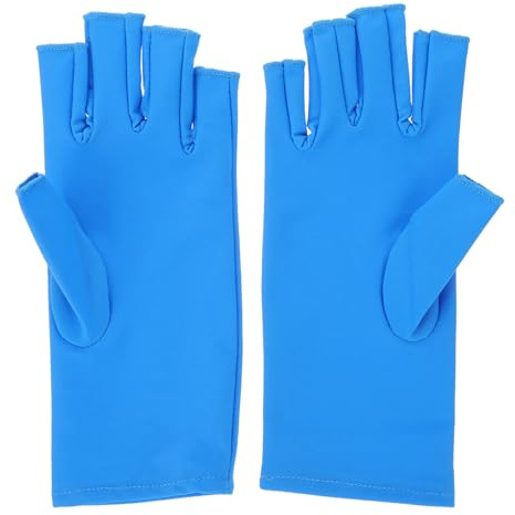 CIMAXIC Guantes de Manicura sin Dedos Protección UV para Lámpara Led, Guantes Anticorrosión Azul para Cuidado de Uñas y Manos en Tratamientos de Belleza