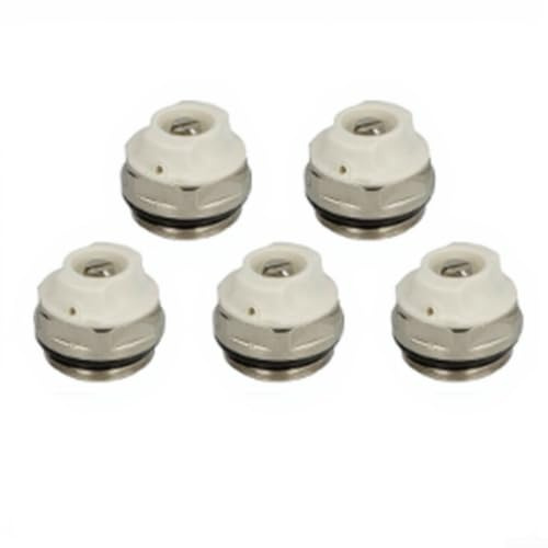 5pcs Manual Radiator Bleed Valve 1 2 Inch Nickel Plated Brass Air Vent For Central Heating Systems High Temp Resistance Up To 120 C And 10 Bar Pressure White Finish Easy Adjustment With Spanner
