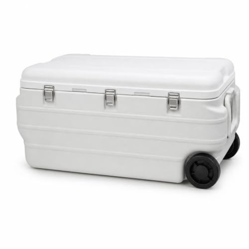 Gralara Glacière Isotherme Boîte Coffre Conteneur Conteneur Thermique Extérieur Maintien du Froid sur Trois Jours Sortie d'eau Latérale Pratique Poignées, Moderne Et Simple, avec Roues