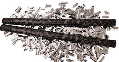 2er Set Konfettikanonen XL 80 cm Party-Popper Konfetti-Shooter silber metallic Partykanonen Konfettibombe Hochzeit Geburtstag Karneval