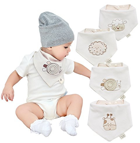 Baby Dreieckstuch Lätzchen für jungen und mädchen 4 pack, 100% bio - baumwolle, weich und absorbierenden, hypoallergene blaue baby halstuch sabber leibchen geschenkset für babys, kinder,