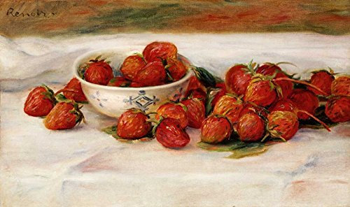 Feeling at home LEINWANDDRUCK im SCHATTENFUGENRAHMEN Erdbeeren Renoir Pierre-Auguste - Lebensmittel horizontal Kunstbilder im Holzrahmen cm_40_X_69