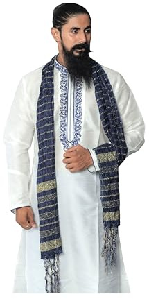 Lady Dwiza Indian Traditional Kurta Sherwani Dupatta Shawl Scarf For Men (Only Dupatta), Navy Blue, One size