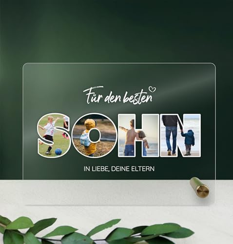 Sohn Geschenk Acryl Foto Geschenk - Personalisierte Geschenke, Familien Geschenk, persönliches Geschenk, Fotoalbum aus Glas, Fotogeschenke, Eigenes Foto, die schönsten Momente - Sohn Geschenke