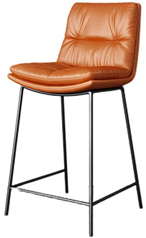 Barhocker Thekenhocker mit Rückenlehne, Landhaus Barstuhl Hochlehner mit größerem gepolstertem Sitz, mattschwarze Metallbeine Barhocker