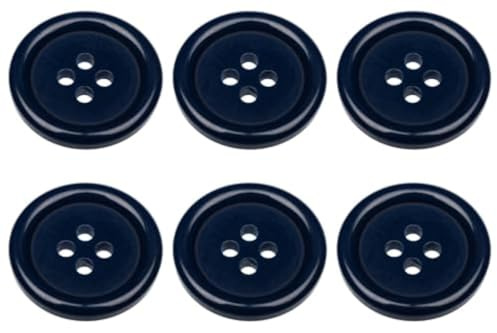 MANDITTIONS 6 Stück dunkelblaue runde Nähknöpfe, 20 mm, flach, 4 Löcher, Kunststoff