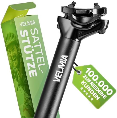 Tija de sillín VELMIA 27.2-31.6mm - Fácil Montaje y Ajuste de Altura - Tija de sillín de Aluminio - para e-Bikes, MTB, Trekking - Tija de sillín Duradera y fiable con suspensión