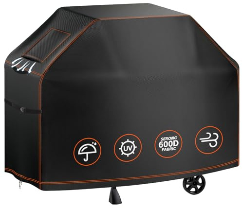 ZEWETO Wetterfeste Grillabdeckung - 600D wasserdichte BBQ-Abdeckung für Outdoor-Grills, robust & UV-beständig, Universell passend für Gas-, Holzkohle- und Elektrogrills 165x61x115cm