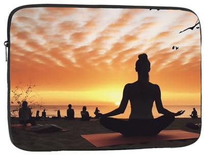 17 inch Laptop Sleeve Protective Case Yoga under Sunset Print Shockproof Waterproof Laptop Case Notebook Computer Cover Bag Business Tablet Briefcases Carrying Bag