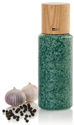 AdHoc MP612 manuelle Salzmühle oder Pfeffermühle YARA 18 cm | langlebiges Mahlwerk & edles Gehäuse aus Keramik und Holz | Mahlergebnis fein bis grob | simple Bedienung & modernes Design (Green)