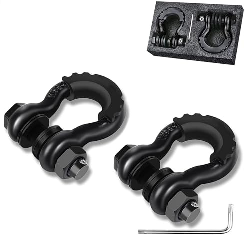 Grillete para remolque grande de 3/4 pulgadas (2 unidades) 45.000 libras/20,4 T, resistencia a la rotura, con pin de 7/8 pulgadas y tornillos de seguridad antirrobo, la capacidad de tracción es de