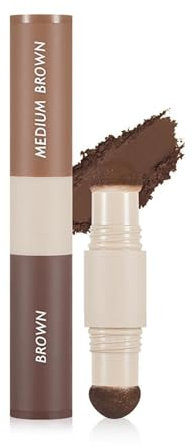 2025 Poudre volume instantanée pour cheveux, bicolore imperméable, longue durée, masquage, retouche de cheveux, pour le côté large, racine des cheveux, couleur (#02 marron et marron moyen, 1 pièce)