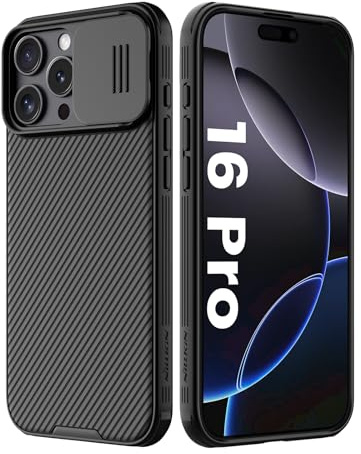 Nillkin Custodia per iPhone16 Pro con Copertura Protettiva per Fotocamera, CamShield Pro Cover Protettiva Sottile ed Elegante, Compatibile con iPhone 16 Pro 6.3''5G 2024 - (Nero)
