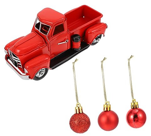 ULDIGI 1stück Retro Rote Metall Pickup Truck Dekoration Für Weihnachten Antikes Auto Für Kreative Wohnaccessoires Und Festliche