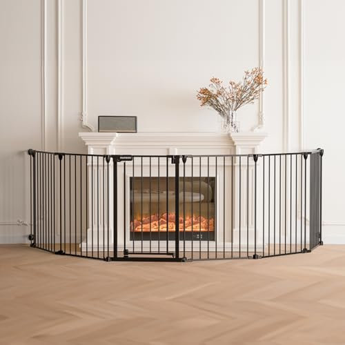 150 Extra Wide Baby Gate, Play Yard Child Safety Gate, Dog Gates with Auto-Close Door, Double Locking System for The House Doorways, Fireplace, Kitchen, 6-Panels, 30 Tall