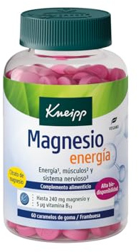 Kneipp Magnesio energía Gummies; Músculos, Sistema Nervioso; Citrato de Magnesio; Vitamina B12; Vegano; Sabor Frambuesa; 60 unidades