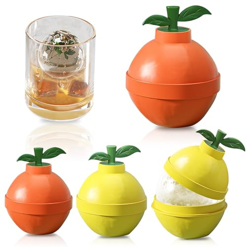 4 Stück Eiswürfelform Silikon Groß Eiswürfelbehälter mit Deckel Rund Eiswürfelform Kugel 5.5cm BPA Frei Ice Cube Tray für Bier Cocktail Whisky Wein