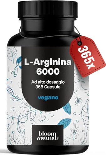 L-Arginina 6000-365 Capsule - Arginina Vegana ad Alto Dosaggio - Prodotto in Germania - Alternativa a polvere o compresse