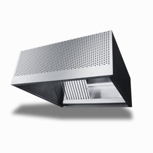Hotte Professionnelle Cubique en Inox – Hottes Statique – Hotte Aspirante Triple Flux et Extraction, Filtres, Variateur et Luminaire – Restaurant, Food Truck, Fast-Food – Cuisine Pro (2000x1200 mm)