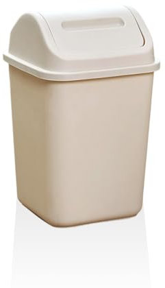 AMSLSIU Cubo de basura de plástico con tapa abatible, cubo de basura para el hogar, gran capacidad, forma rectangular, contenedor de papel, papelera, Caqui