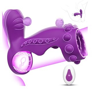 SAMCHEON Vibrating Cock Ring Couples Sex Toys, Dual Motor Stretchy Half-Covered Penis Sleeve Enhance Erection, Penis Ring Stimulating Clitoris & G-Spot Adult Toys, Male Sex Toy with 10 Vibrating Modes