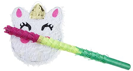 FUNOMOCYA Unicorn Pinata mit Schläger Mexikanische Geburtstags Piñata für Kinderparty Fiesta Deko Kreatives Einhorn Design für Lustige Feierlichkeiten