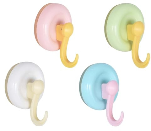 Eclove 4er Set Saughaken - Extra starke Saugnapf Haken Ohne Bohren, 2 KG Tragkraft, Wiederverwendbar Mehrzweckhaken für Bad, Küche & Glas - Wasserdicht (bunt)