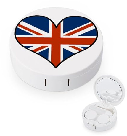 fkgvwo Contact Lens Container British Flag Travel Contact Lens Box with Mirror Tweezers Solution Bottle