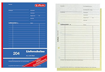 Herlitz 1932839 Lieferschein-Buch A5 204 2x40 Blatt, selbstdurchschreibend (10er Packung Lieferschein-Buch)